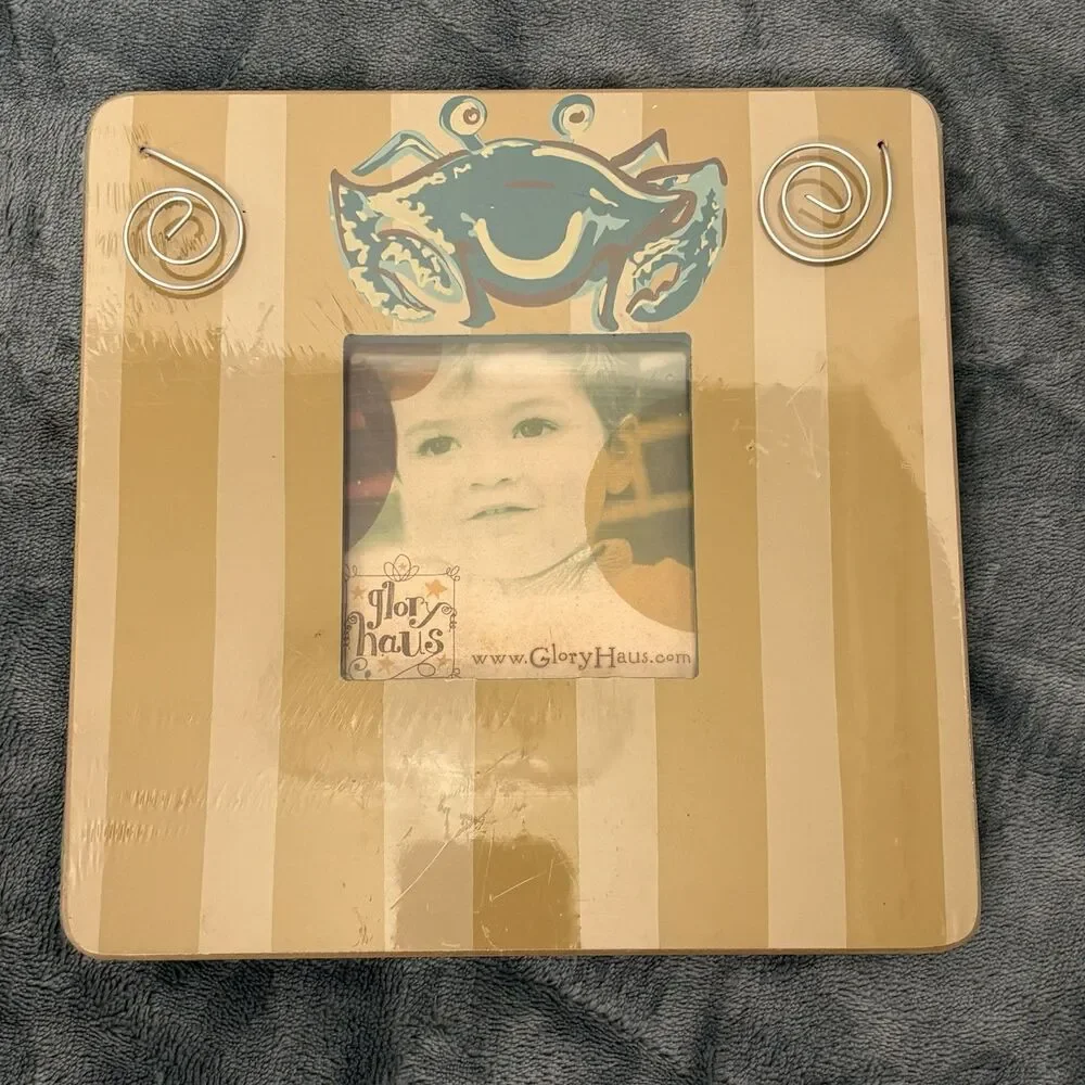 Glory Haus Picture Frame Lauren Kirkland Designs Striped With Green Crab